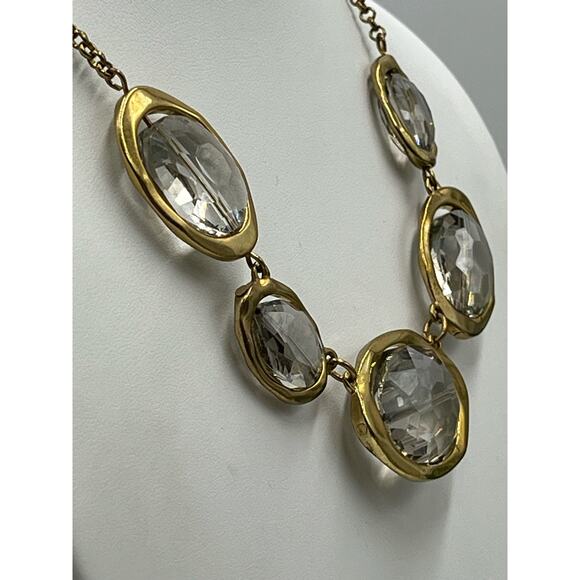 RLM Robert Lee Morris SOHO Gold Plated Clear Faceted Stone Necklace - Picture 3 of 8